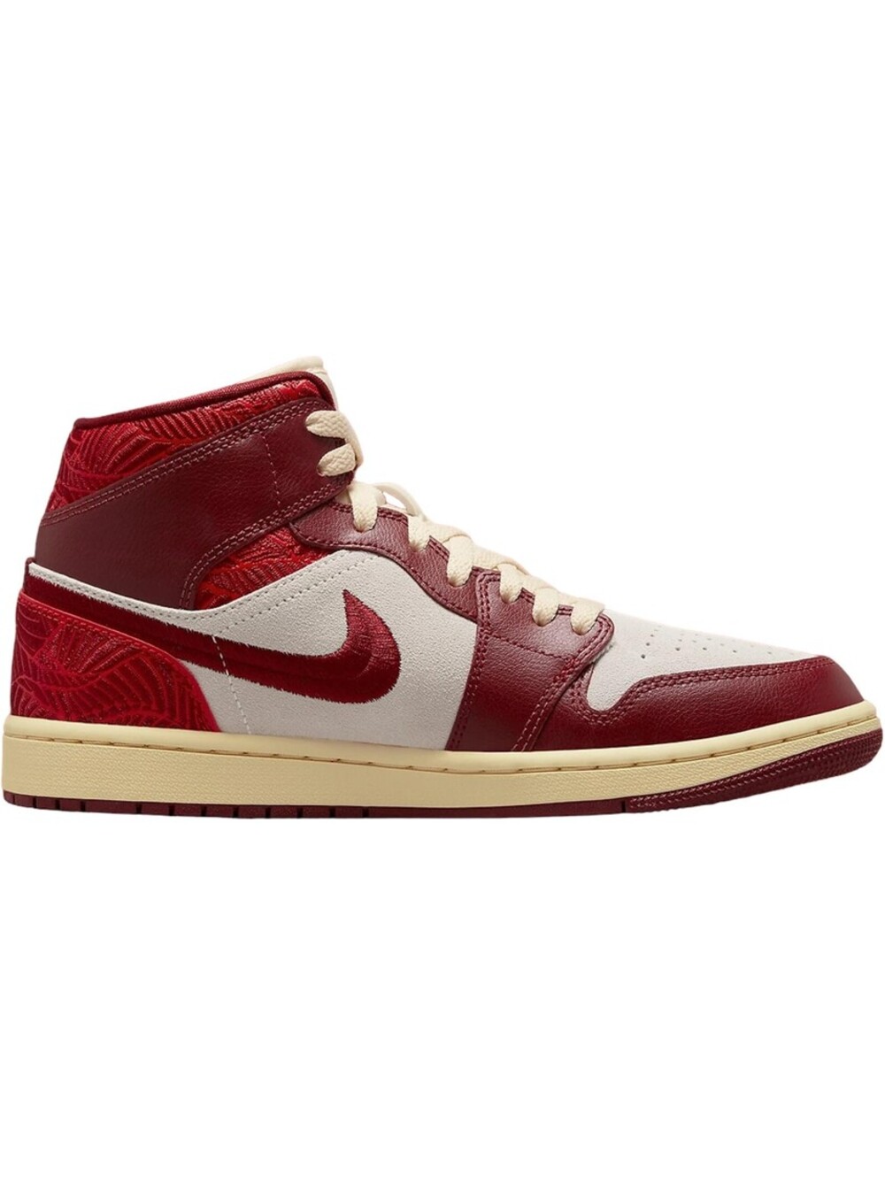 Air Jordan Womens Aj1 Mid Se Shoes Team Red/University Red-Sail Size 10.5